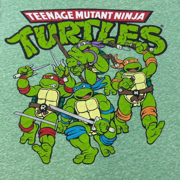 Teenage Mutant Ninja Turtles Green Heathered Graphic T-Shirt Nickelodeon  Mens L - Picture 2 of 10